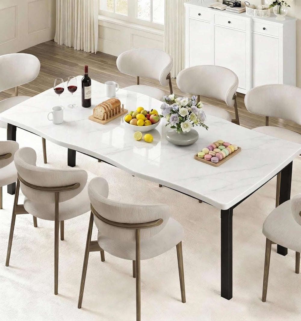 IDEALHOUSE Dining Room Table for 6-8 People, 79”Dining Table, Kitchen Table w...