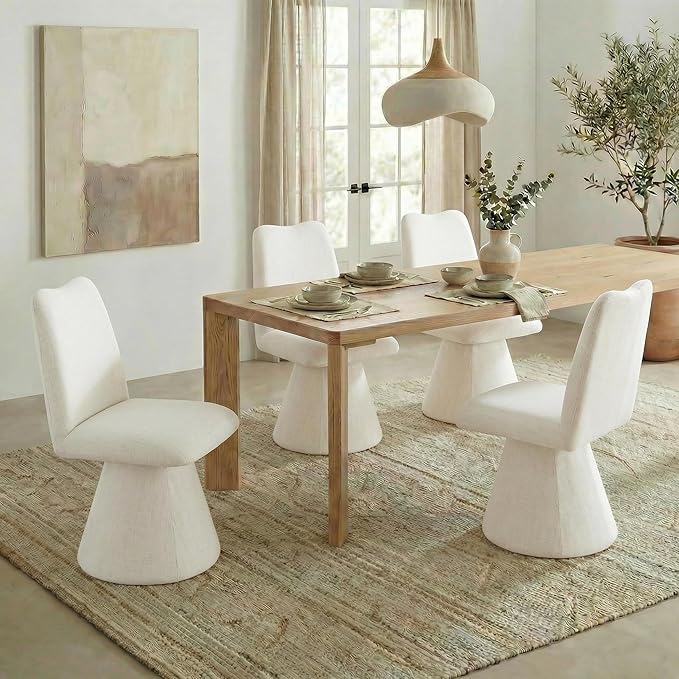 Swivel Dining Chairs Set of 1, Modern Upholstered Dining Chair Mid Century Ki...