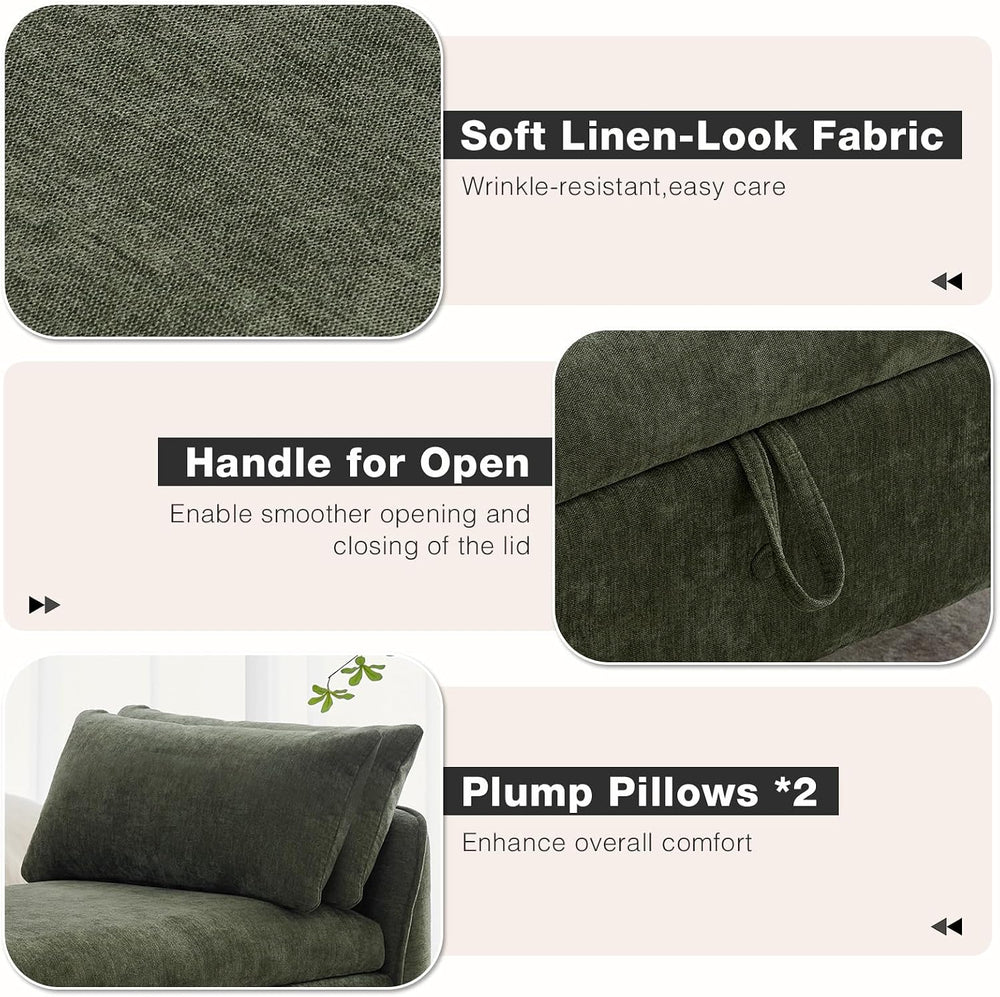 67"End of Bed Storage Bench King Size,Upholstered Bedroom Bench,Green | ...