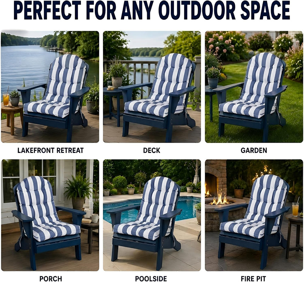 Adirondack Chair Cushions Set of 2, Outdoor Patio Chair Cushions, 48x19“