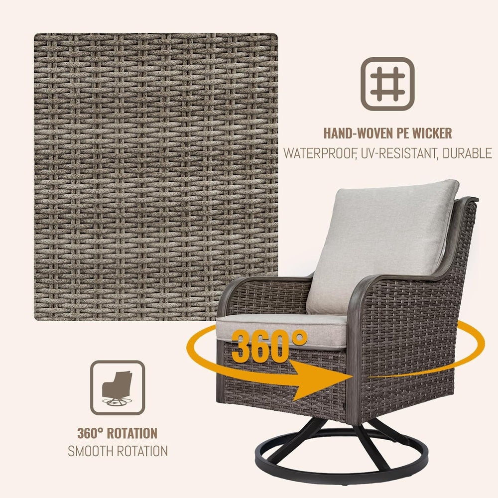 Loungewave Swivel PE Wicker Chair, Outdoor High Back Swivel Patio Chair, 360 ...