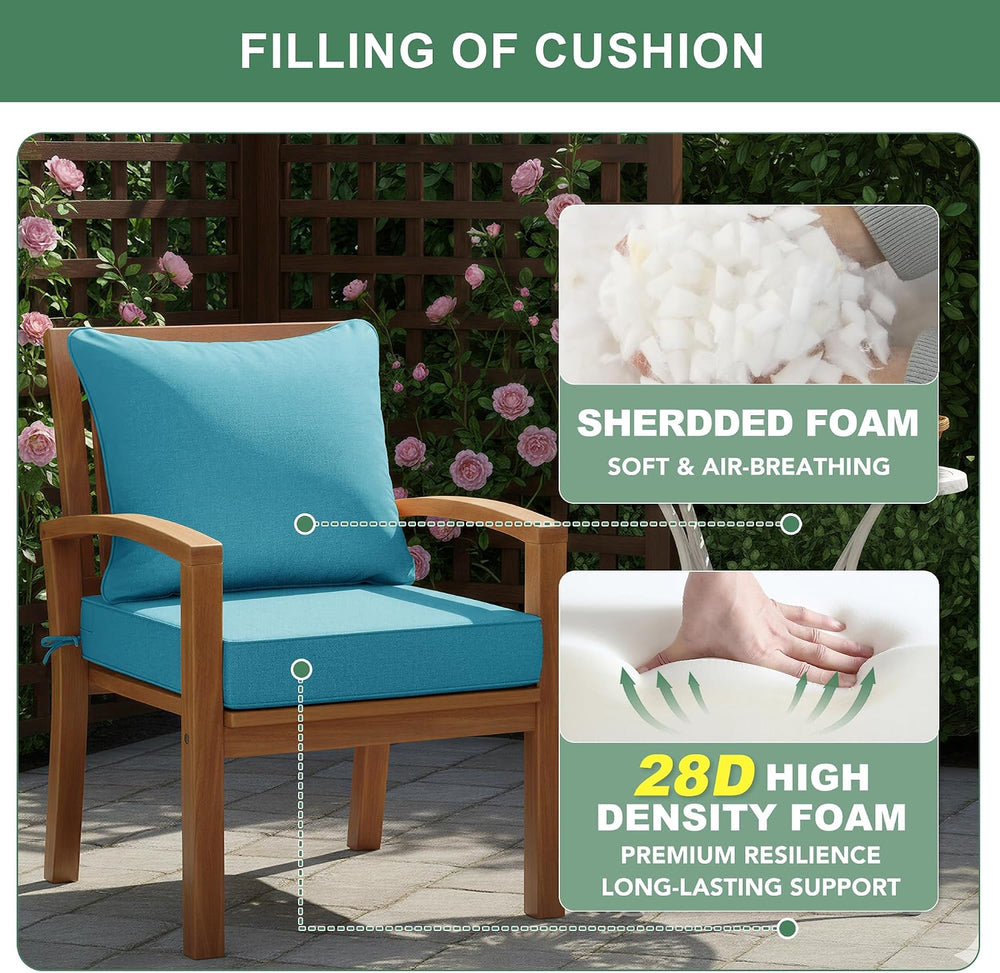 Summsun Faux Linen Outdoor Chair Cushions, Water Resistant Backrest and Deep ...