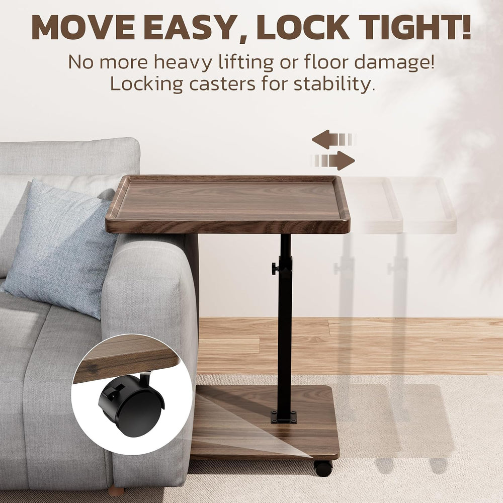 Large C-Shaped End Table, Swivel TV Tray, Couch Side Table Wood | Adjustable ...