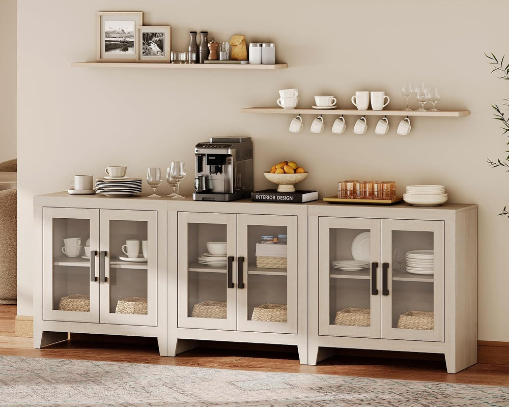 WAMPAT Buffet Cabinet with Storage, Large Sideboard Accent Cabinets with 6 Gl...