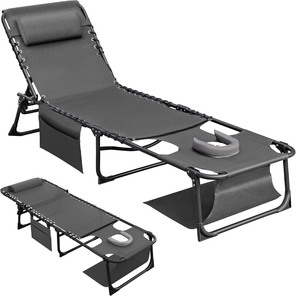 Flamaker Oversize Face Down Chaise Lounge Chair | 27 Inch Wide Foldable Outdo...