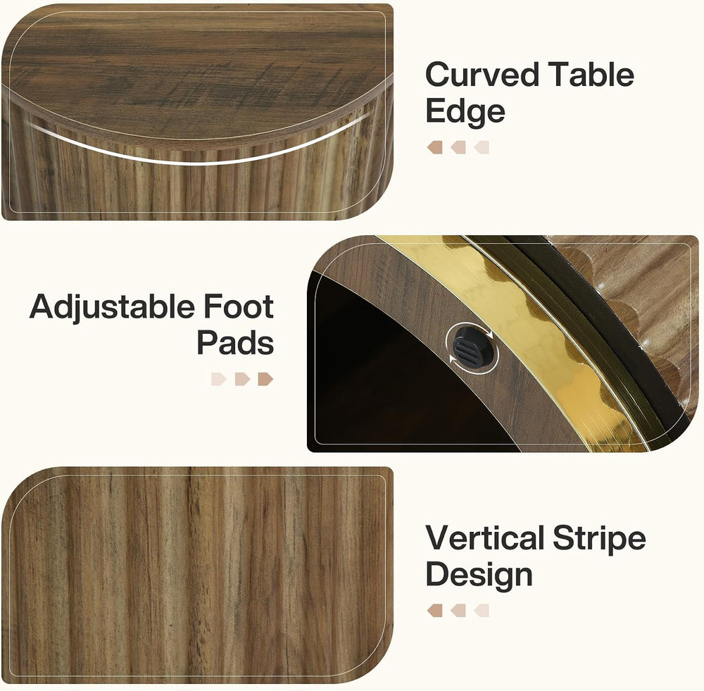 Tribesigns Fluted Round Side Table, Small Bedside Table for Sofa, Wooden Nigh...