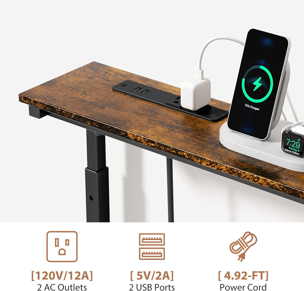 GRLEAF 2 Pack Adjustable Height Narrow Console Table with Power Outlets, 78.7...