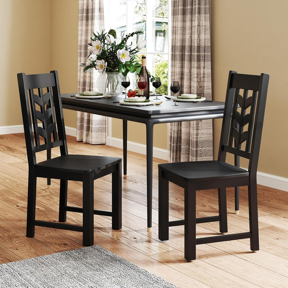 Giantex Wooden Dining Chairs Set of 2, Kitchen Chairs w/Rubber Wood Frame &am...