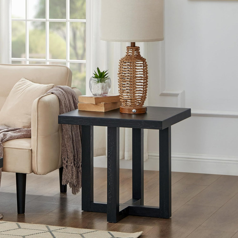 Roundhill Furniture Luno Contemporary End Table, Black