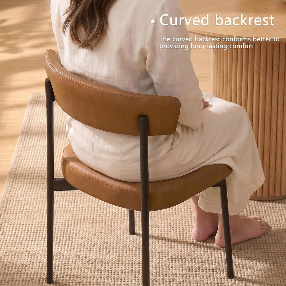Dining Chairs Set of 4, Upholstered Kitchen Chairs, Brown
