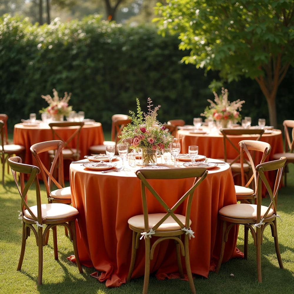 Fitable 6 Pack Rust 120 Inch Round Tablecloth - Stain Resistant and Washable ...