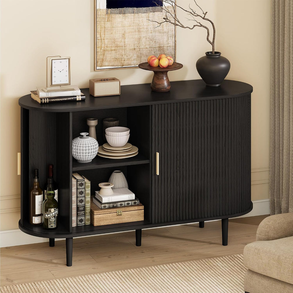 DHH 47.2" Sideboard Buffet Cabinet with Storage,Mid Century Modern Flute...