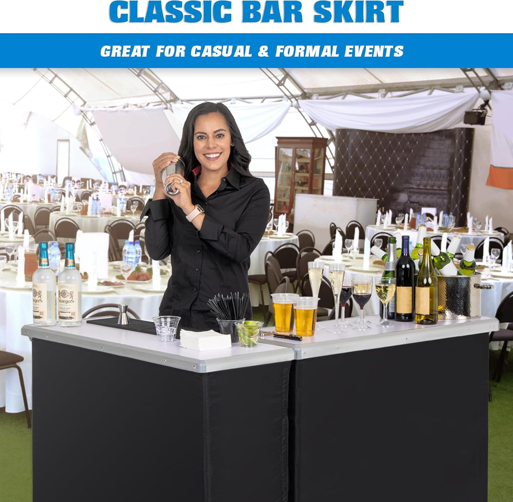 GoBar Portable Double Bar Table Set - Mobile Bartender Station for Events - I...