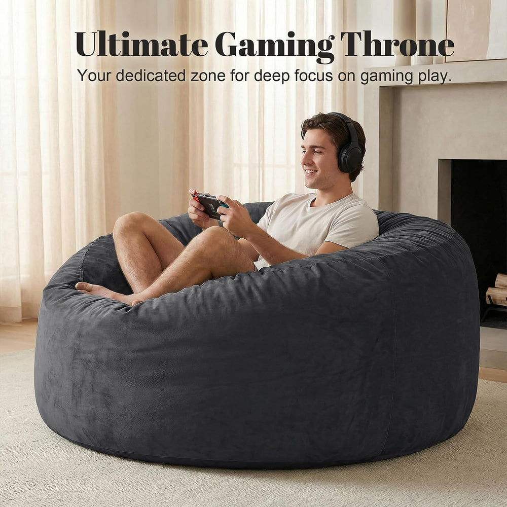Codi 4 FT Bean Bag Chairs for Adults, Large Beanbag with Filler, Grey | Premi...