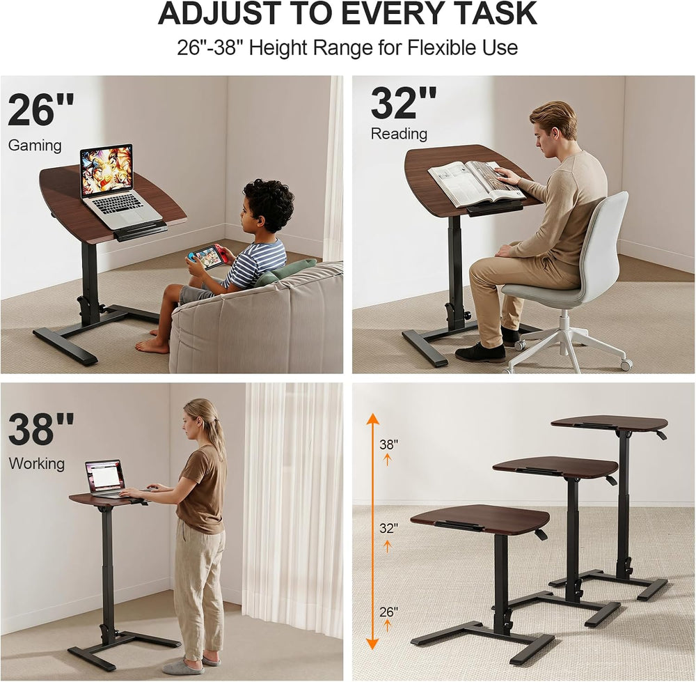 Folding Standing Desk with Wheels: No-Assembly, Height Adjustable