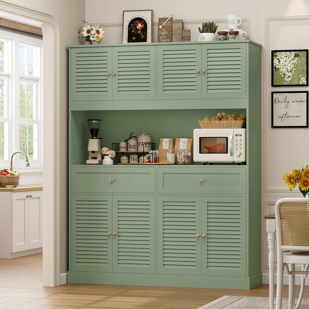 HIFIT 71“HX55“W Large Pantry Cabinet for Food Storage, Farmhouse Kitchen Hutc...
