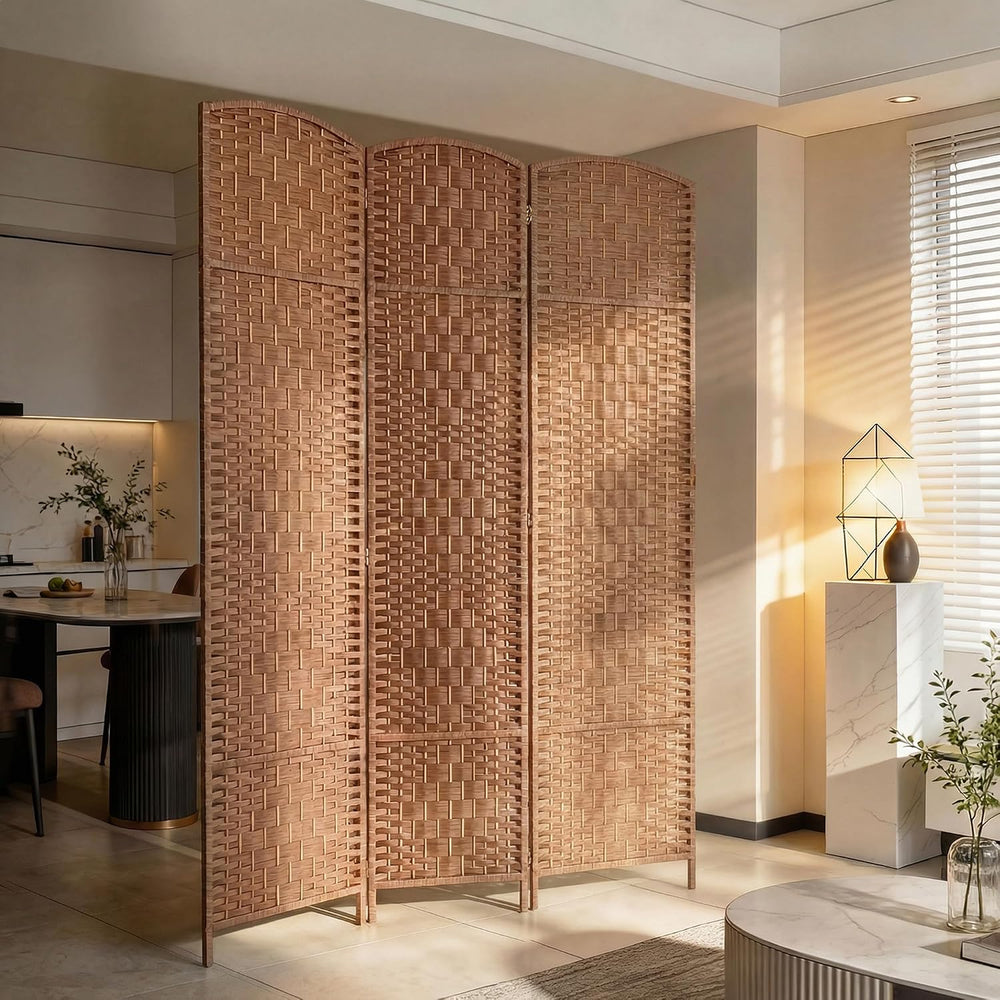 HOMCOM Room Divider 3-Panel, 6FT-Tall Folding Privacy Screen, Natural