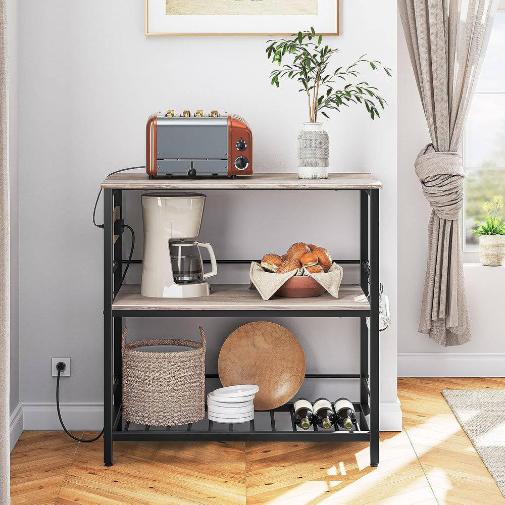 HOOBRO Kitchen Island with Storage, Kitchen Island Table with Power Outlet, 3...