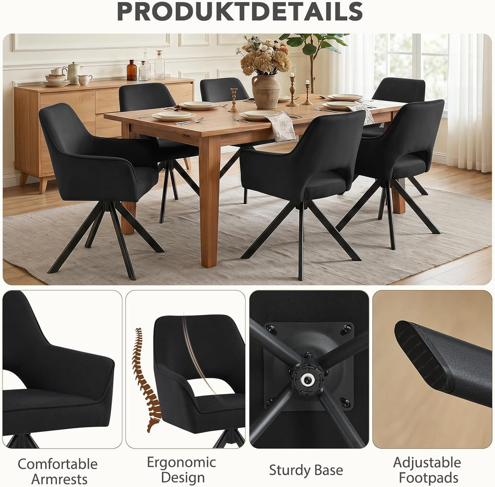 Furniliving Modern Swivel Dining Chairs Set of 4, Upholstered Chenille Dining...