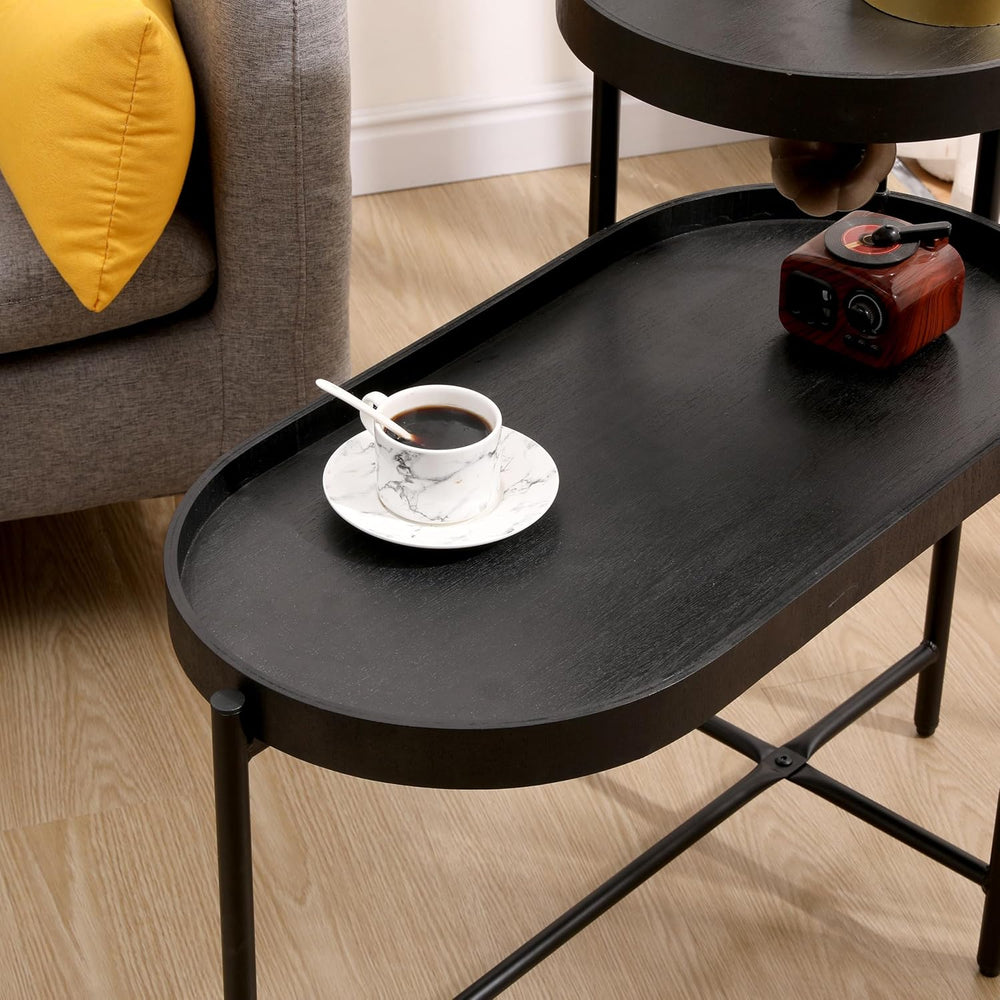 2 Tier Side Table with Storage Shelve Small Sofa Table Modern Metal End Table...