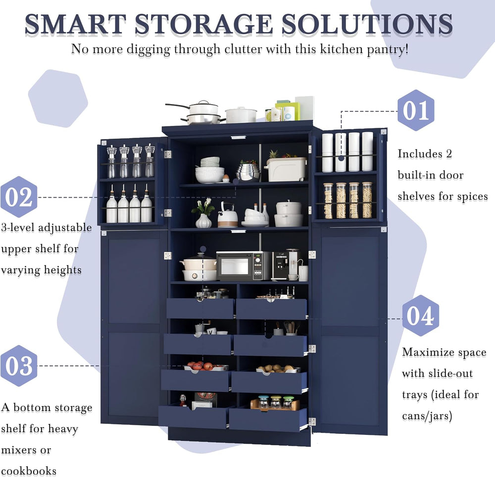 Freestanding Kitchen Pantry 35.5"x17.6"x70.9" Modern Pantry Ca...