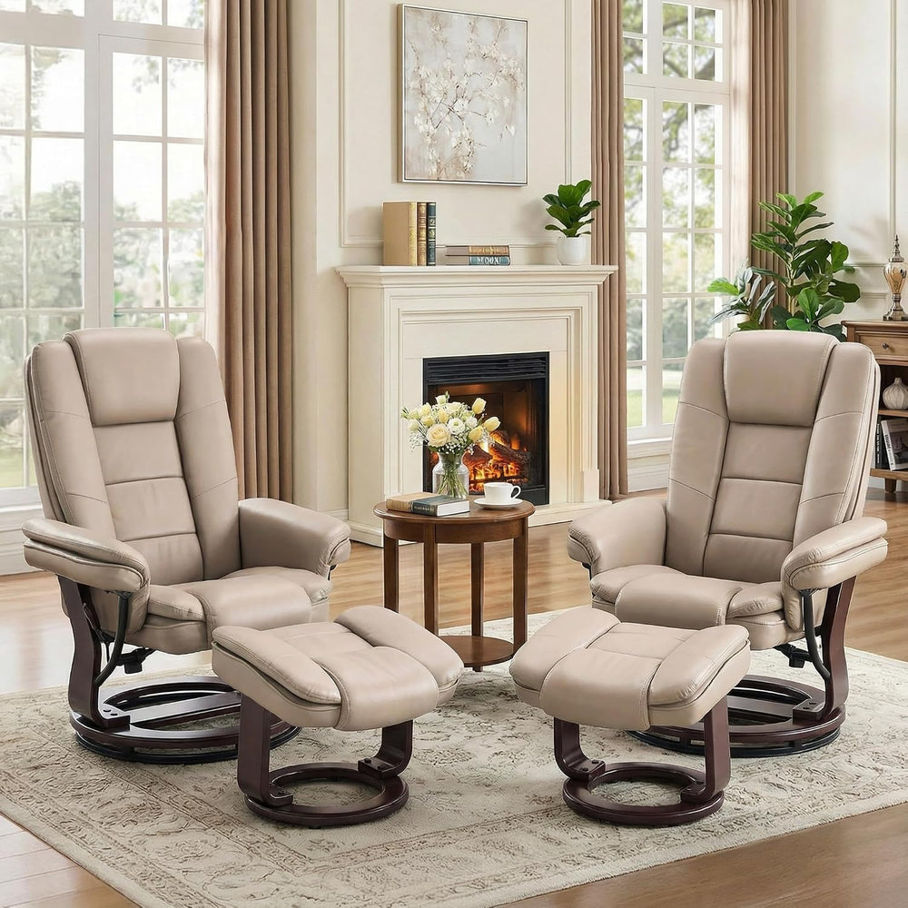 Swivel Recliner Chair with Ottoman Reclining Lounge Sofa Footrest, Set of 2 |...