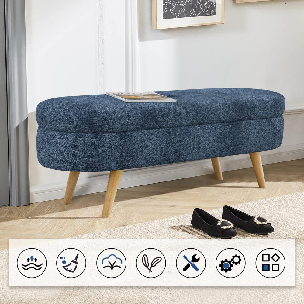 43.5" Ottoman with Storage, Storage Ottoman Bench with Safety Hinge, Foa...