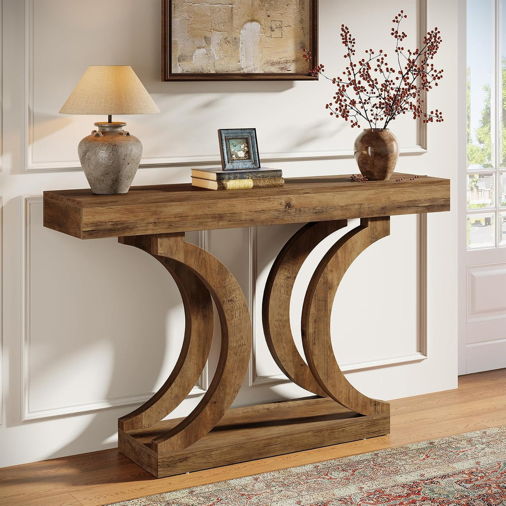 Tribesigns 43-Inch Farmhouse Curved Console Entryway Table for Living Room | ...