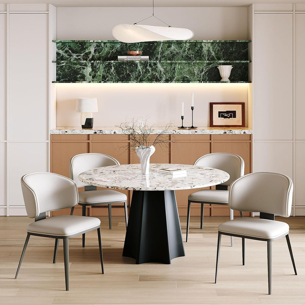 Dining Chairs Set of 2, Faux Leather Dining Chairs, Light Gray