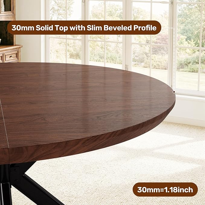 47.2" 5-Piece Round Dining Table Set for 4, Modern Wood Dining Table wit...