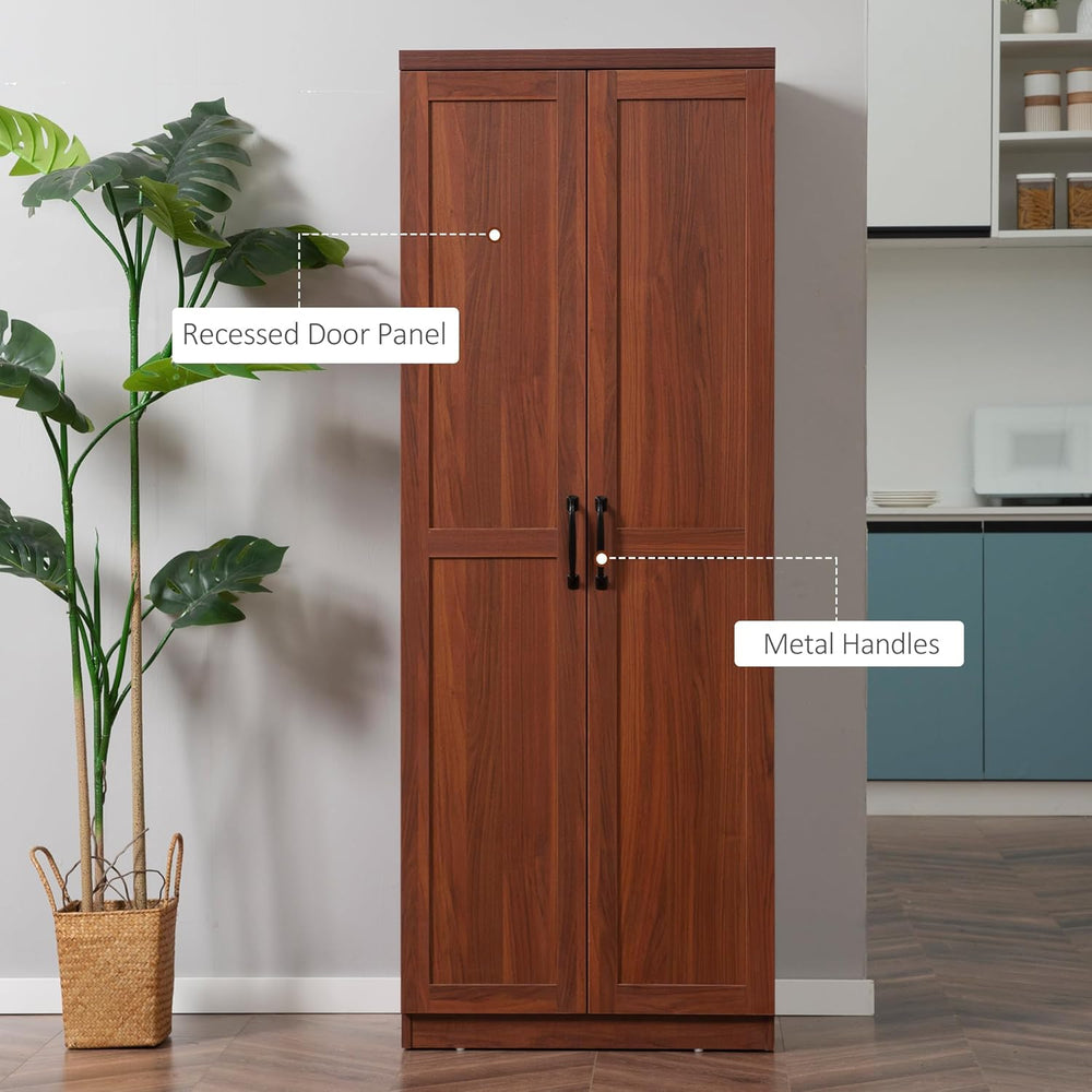63" 2-Door Kitchen Pantry, Freestanding Storage Cabinet with 5-Tier Shel...