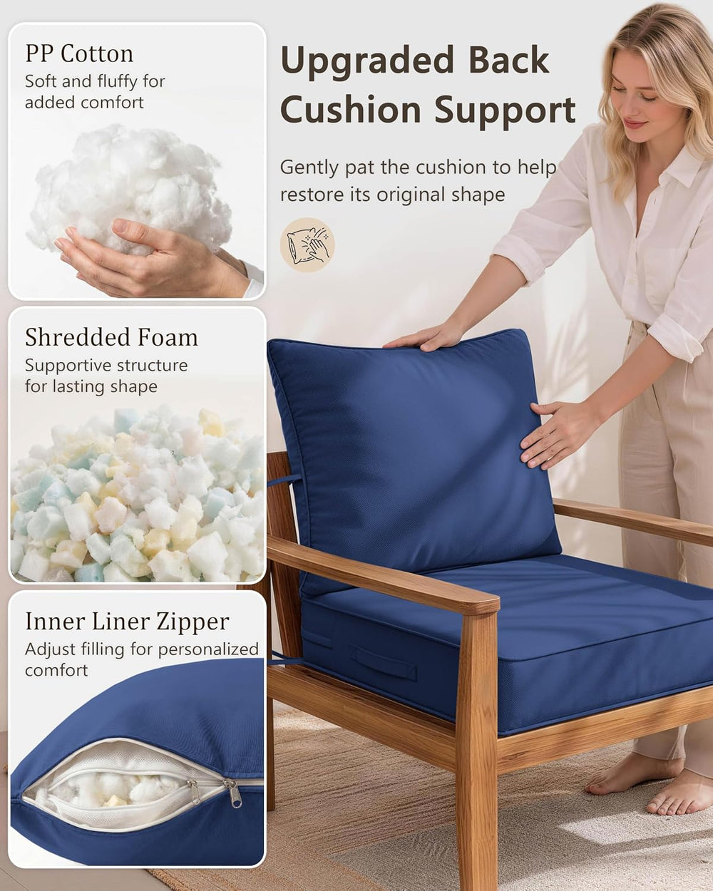 Outdoor Chair Cushion Set of 6, 24x24x5 Waterproof Fade Resistant