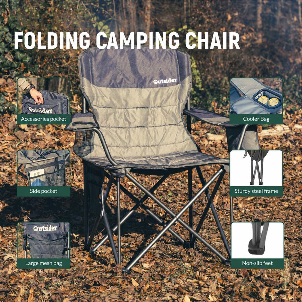 OUTSIDER Oversized Camping Folding Chair, Heavy Duty 500 LBS Portable Foldabl...