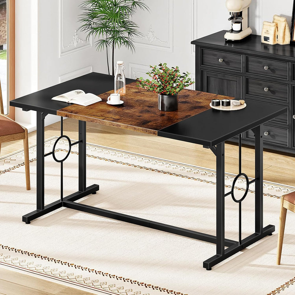 HOOBRO Dining Table, Wooden Kitchen Table for 4-6, Rectangular Dining Room Ta...
