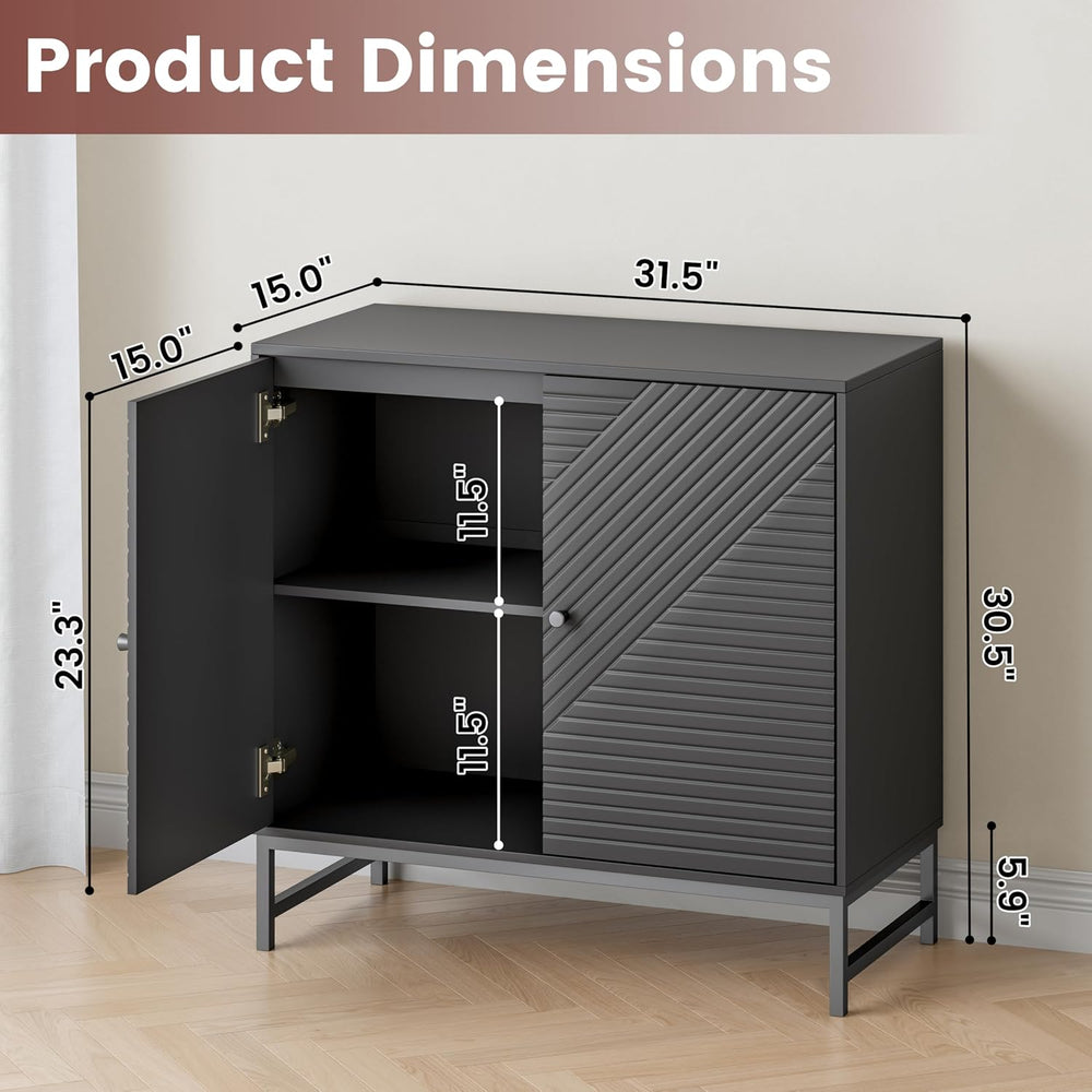 Storage Cabinet with Doors and Adjustable Shelf, Sideboard Buffet Cabinet wit...