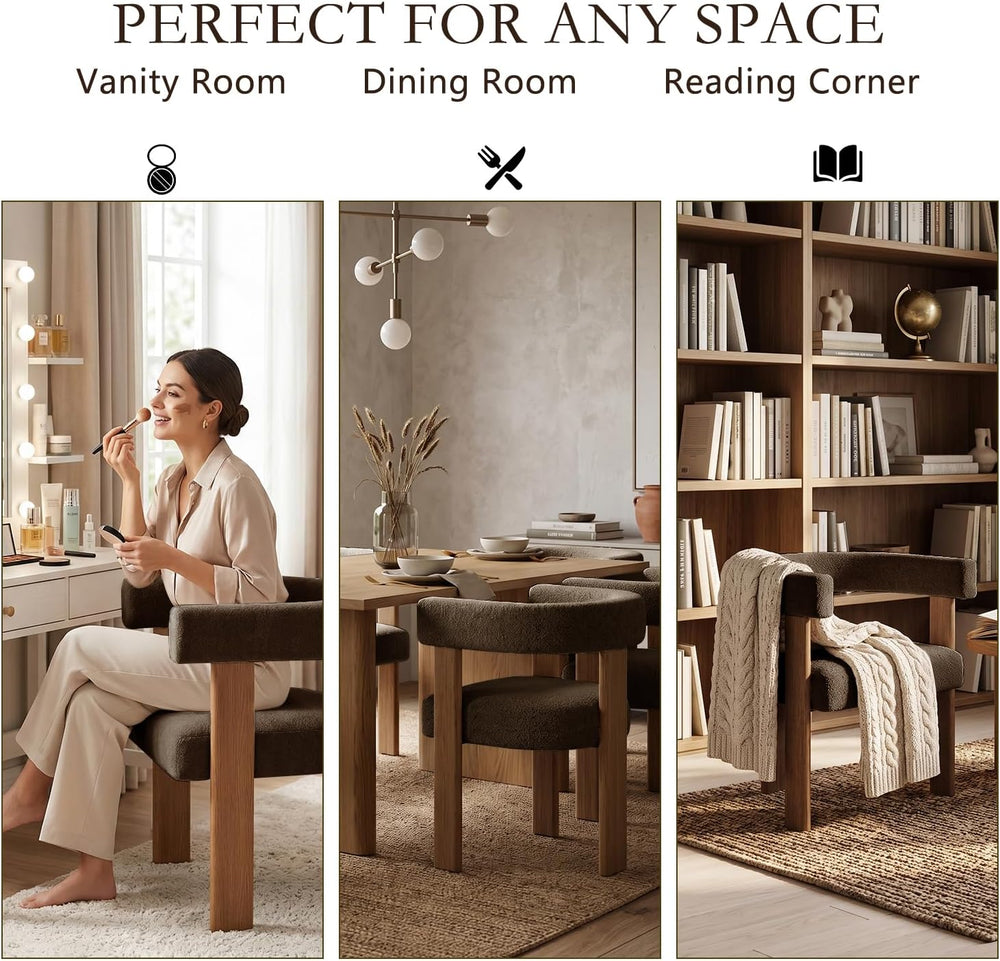 Gaussen Boucle Dining Chairs Set of 2,Terry Upholstered Dining Room Chairs wi...