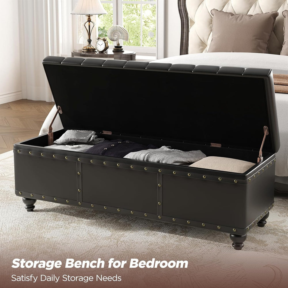 Maupvit Storage Ottoman Bench, Faux Leather Ottoman with Storage, Bench for B...