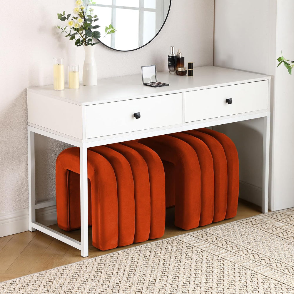 Multi-Functional Ottoman Stool Set of 2, Footrest for Couch, Modern Vanity St...