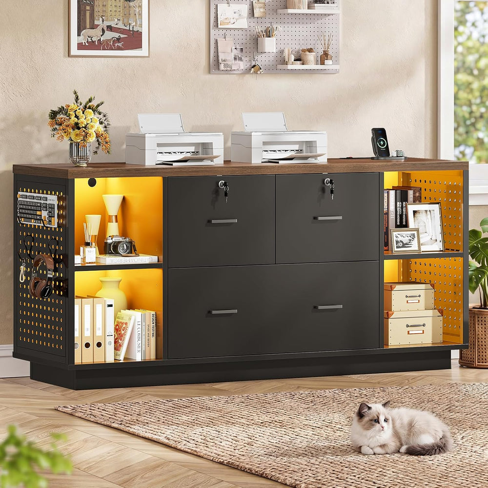 SEDETA 55" File Cabinet with Lock, Large 3 Drawers Filing Cabinets for H...