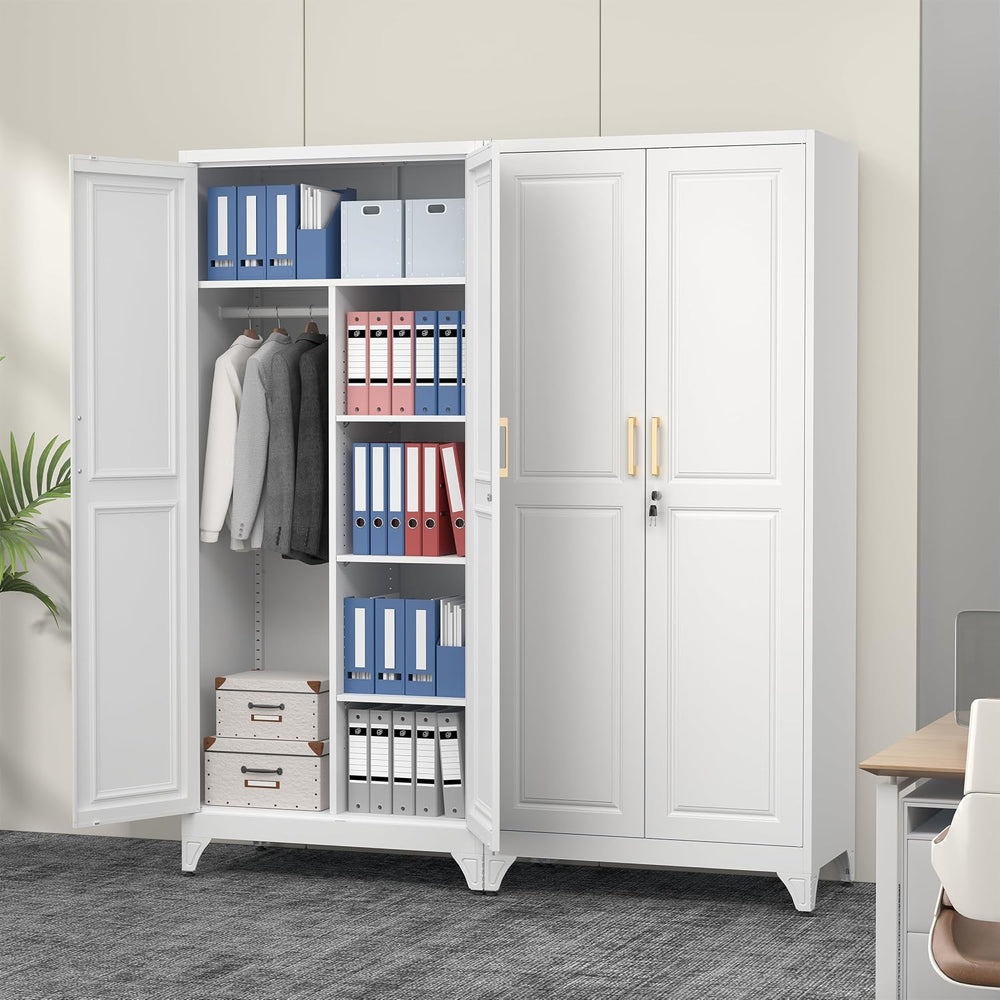 Polup 71" Tall Metal Armoire Wardrobe Closet with Doors and Lock | Wardr...