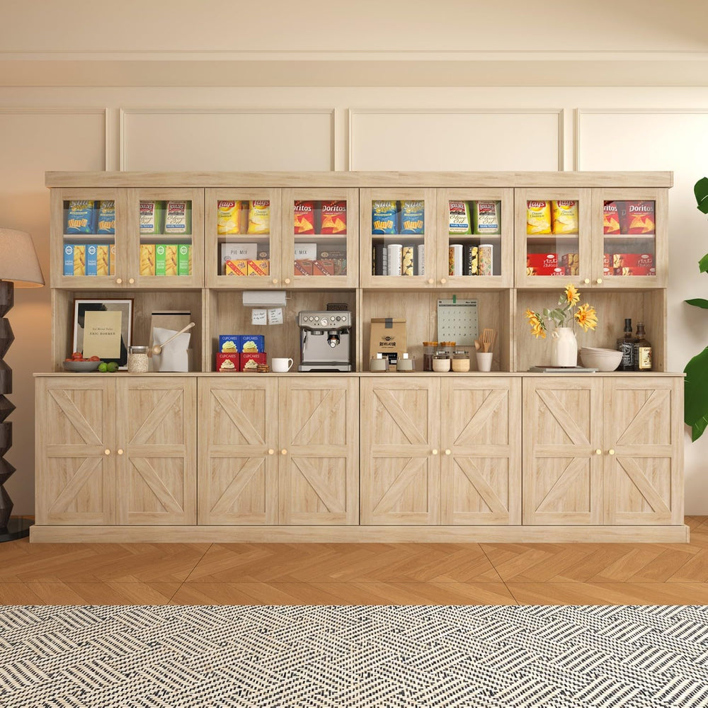 ivaniti 71" Tall Farmhouse Kitchen Pantry, Large Storage Cabinet with Gl...