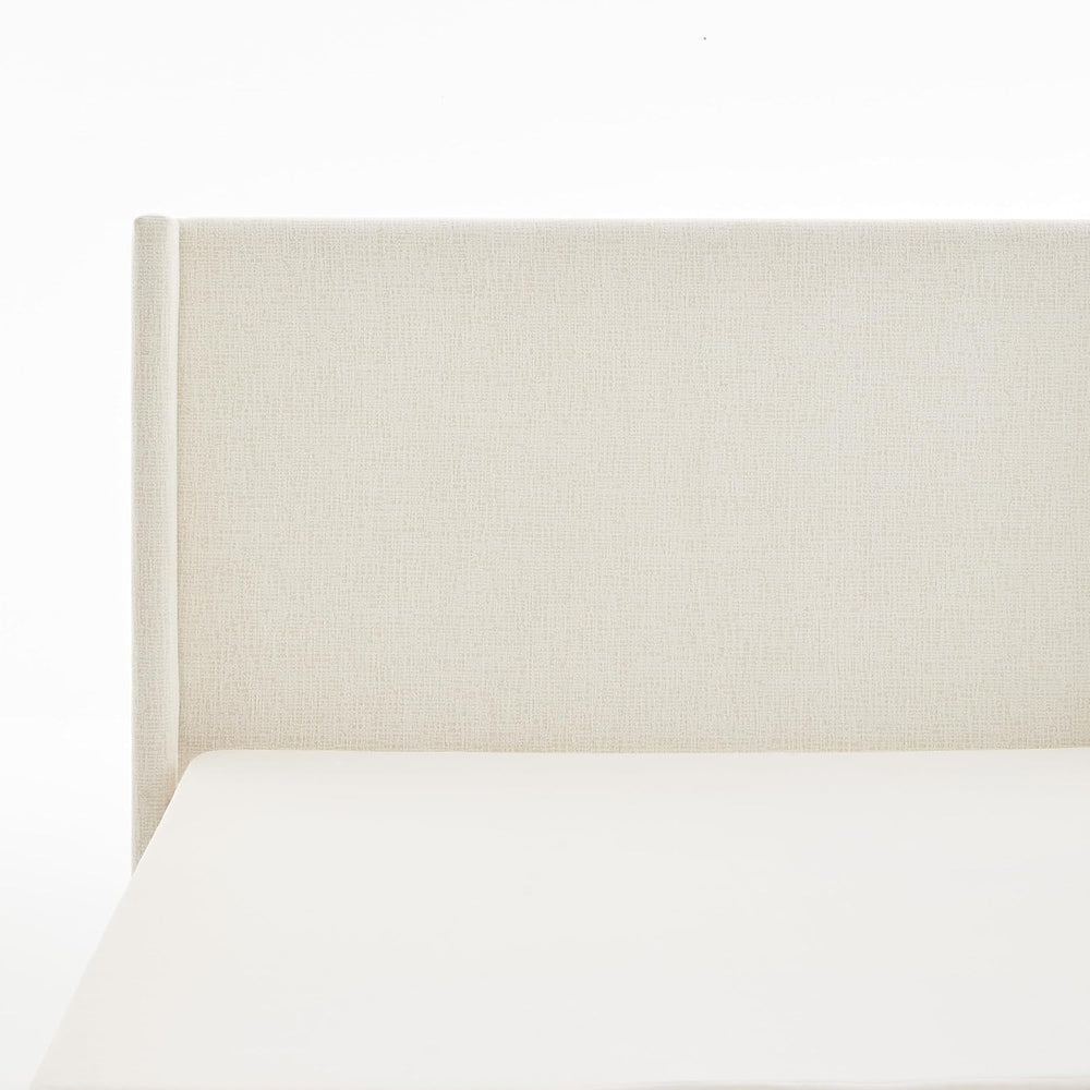 Queen Size Boucle Wingback Upholstered Platform Bed, 53.1 Inch Tall Headboard...