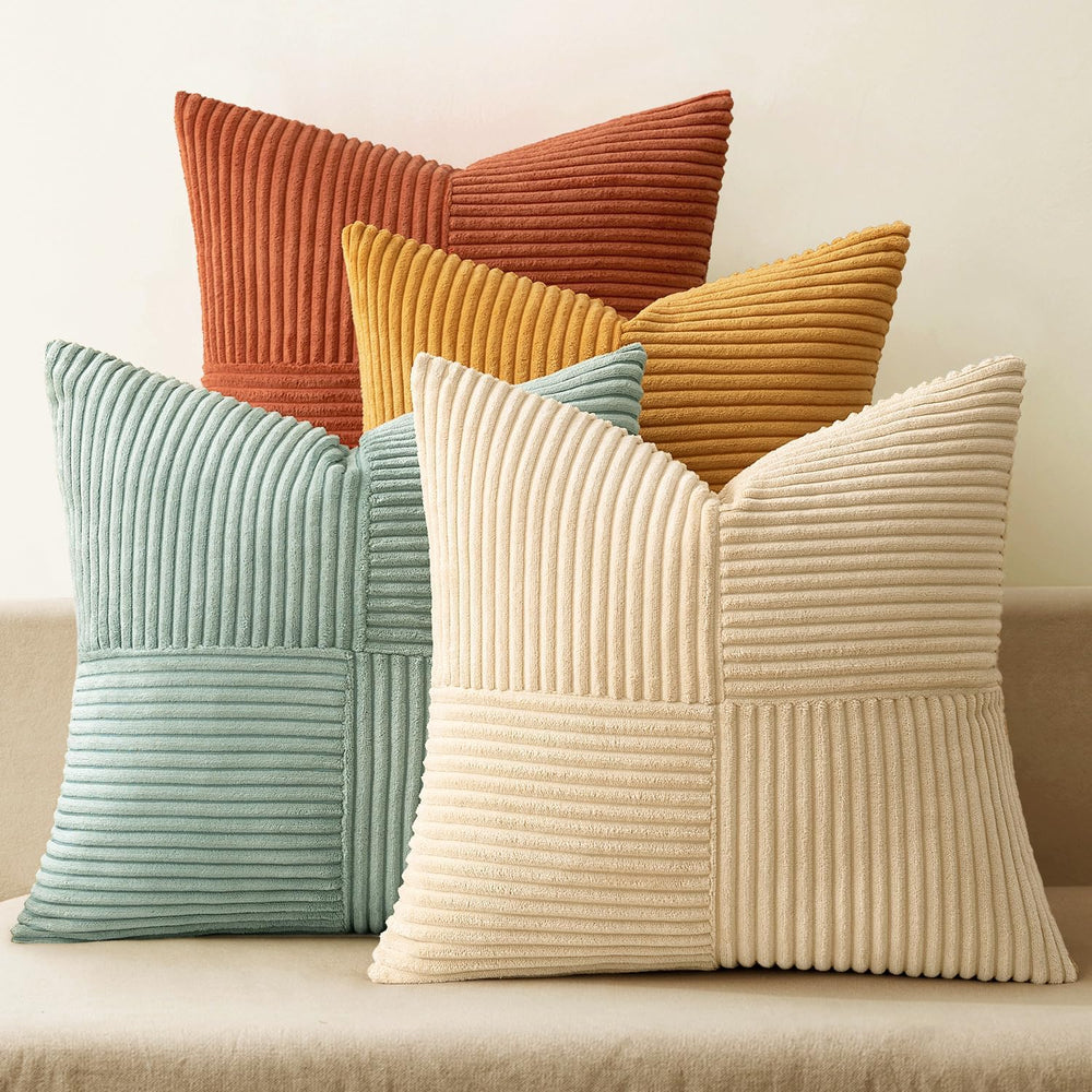 MIULEE Fall Teal-Orange Decorative Throw Pillow Covers 20x20 Inch Set of 4 Bo...