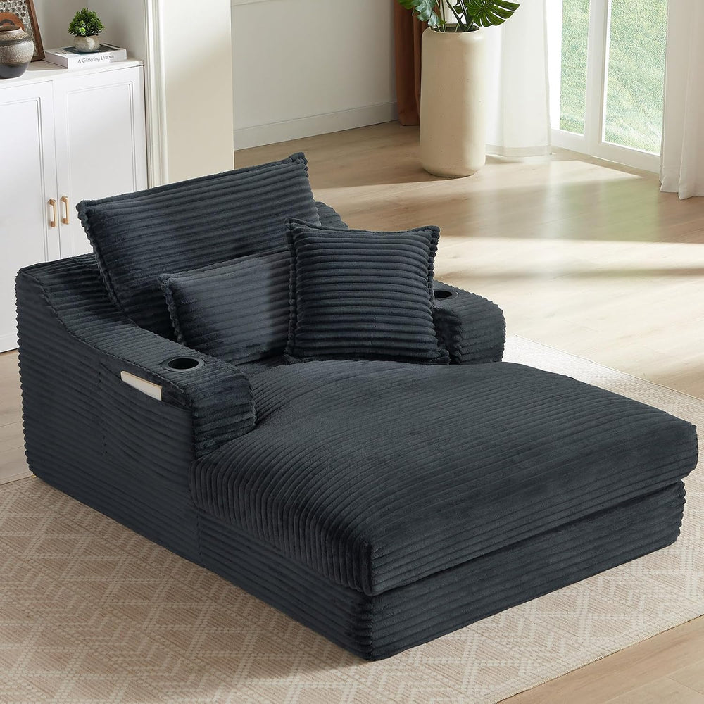 47.2"Oversized Chaise Lounge Chair Indoor,Corduroy Reading Chair with Cu...