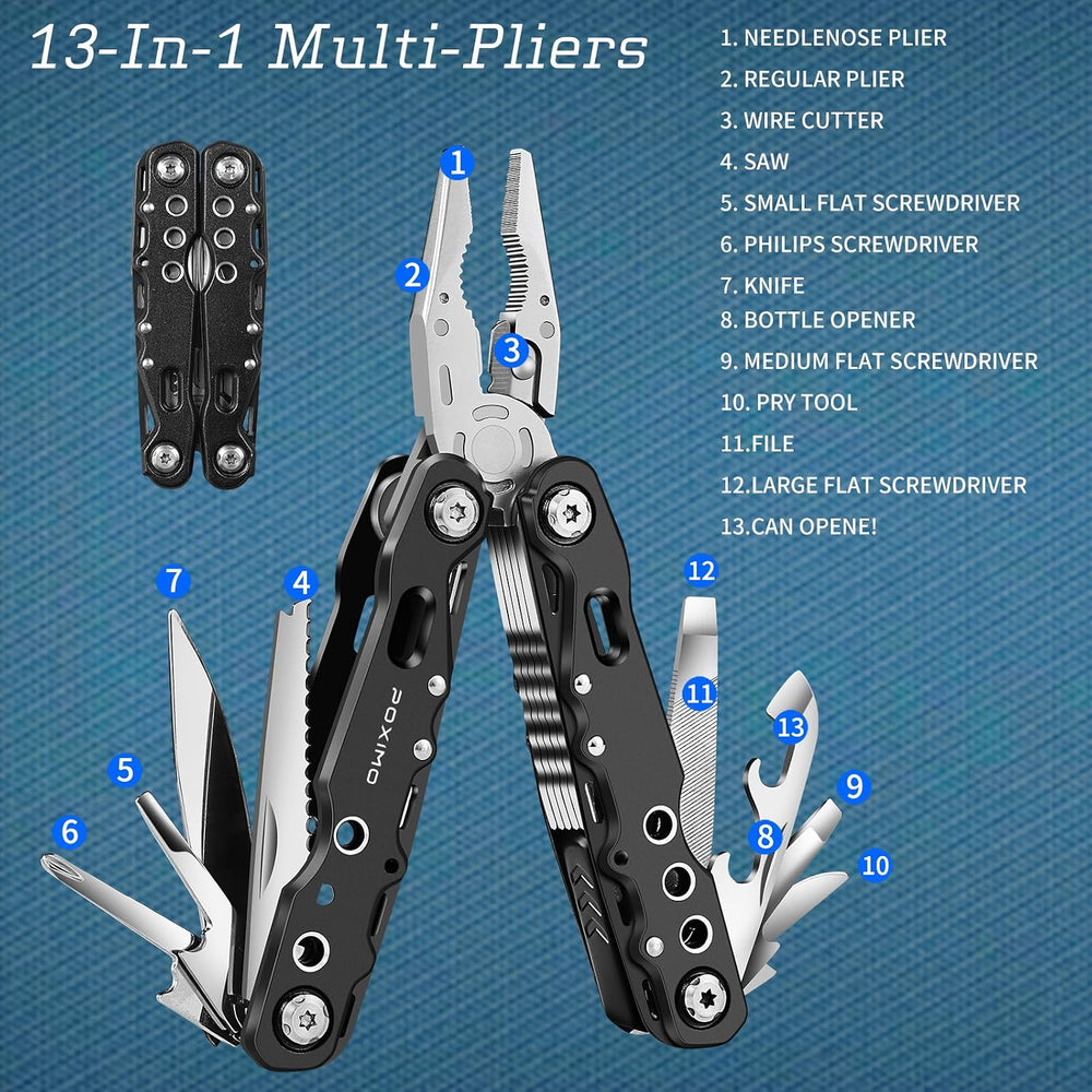 Multitool Gift Set for Men Dad Him, 3-in-1 EDC Survival Kit with 14 in1 Multi...