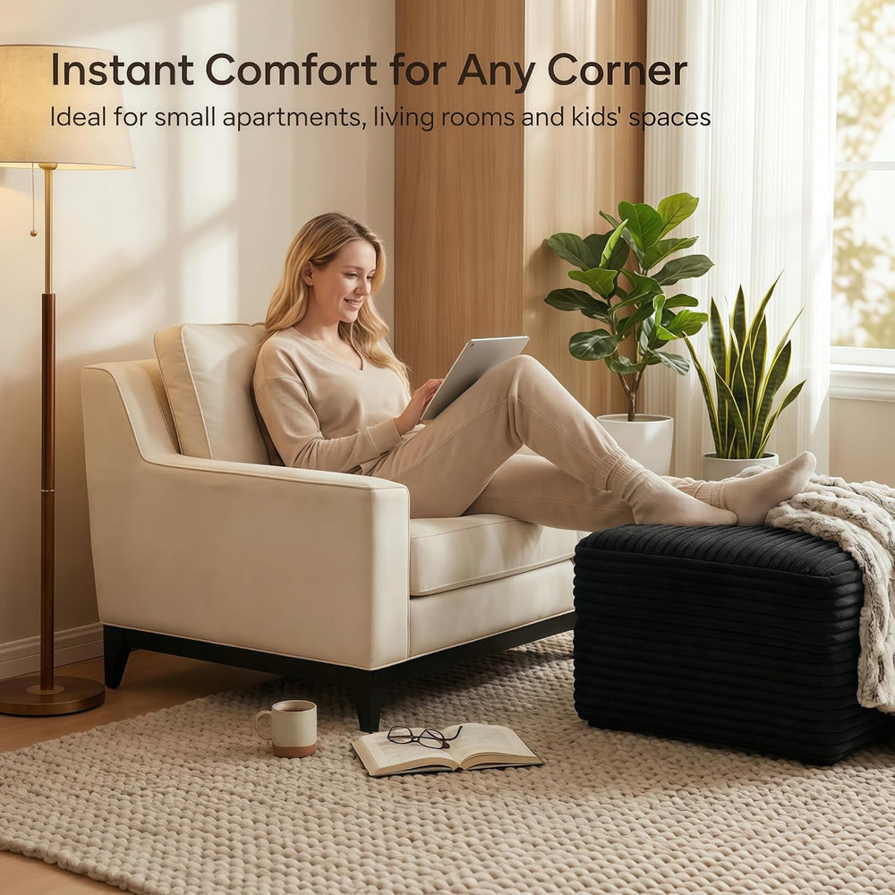 JINGLING 25.6 Inch Plush Corduroy Ottoman, Modular Sectional Foot Rest for Li...