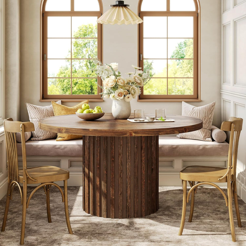 Tribesigns 47-Inch Round Dining Table for 4-6, Farmhouse Wood Kitchen Table w...