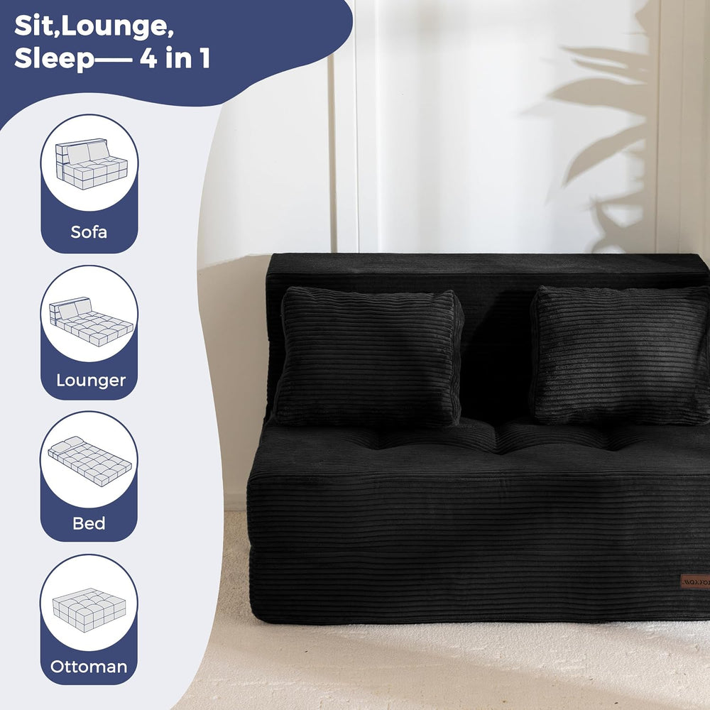 MAXYOYO Convertible Sofa Bed, Fold Out Sofa Couch with Pillow for Adults | Lo...