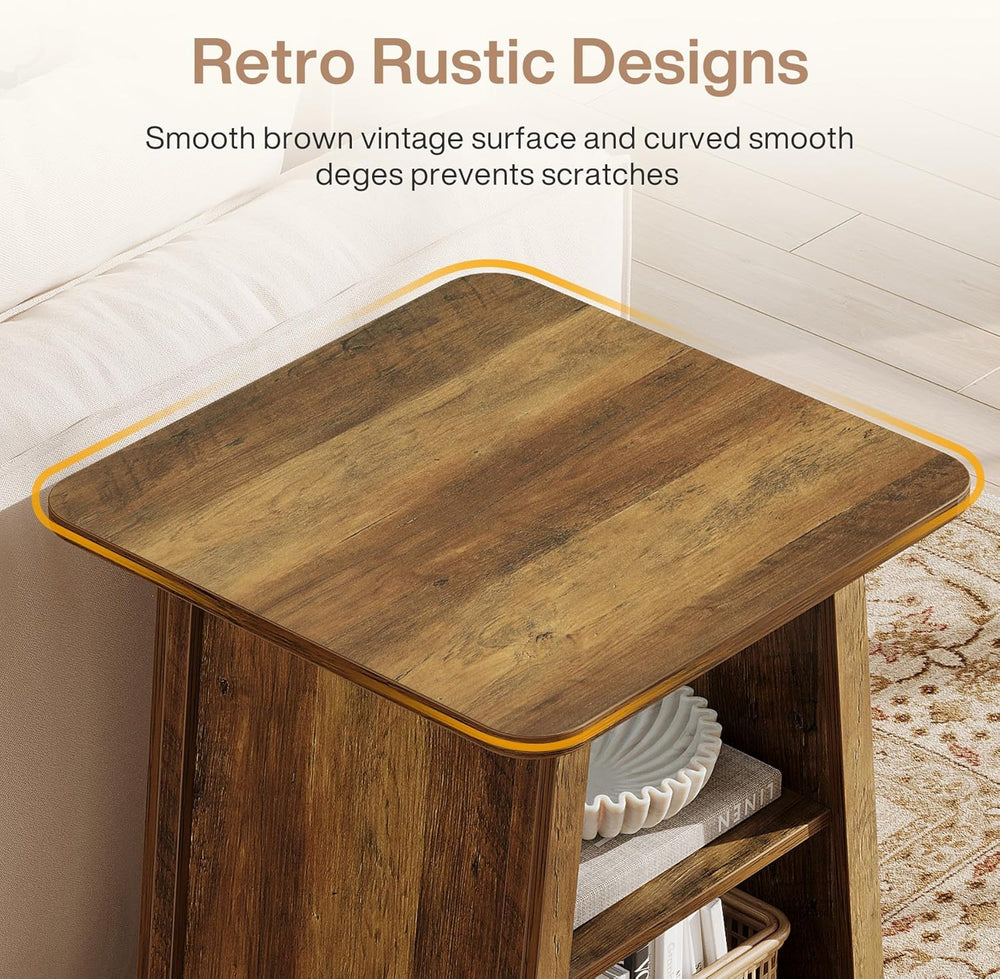 Tribesigns 3-Tier Rustic Farmhouse Wooden End Table with Open Storage Shelves...