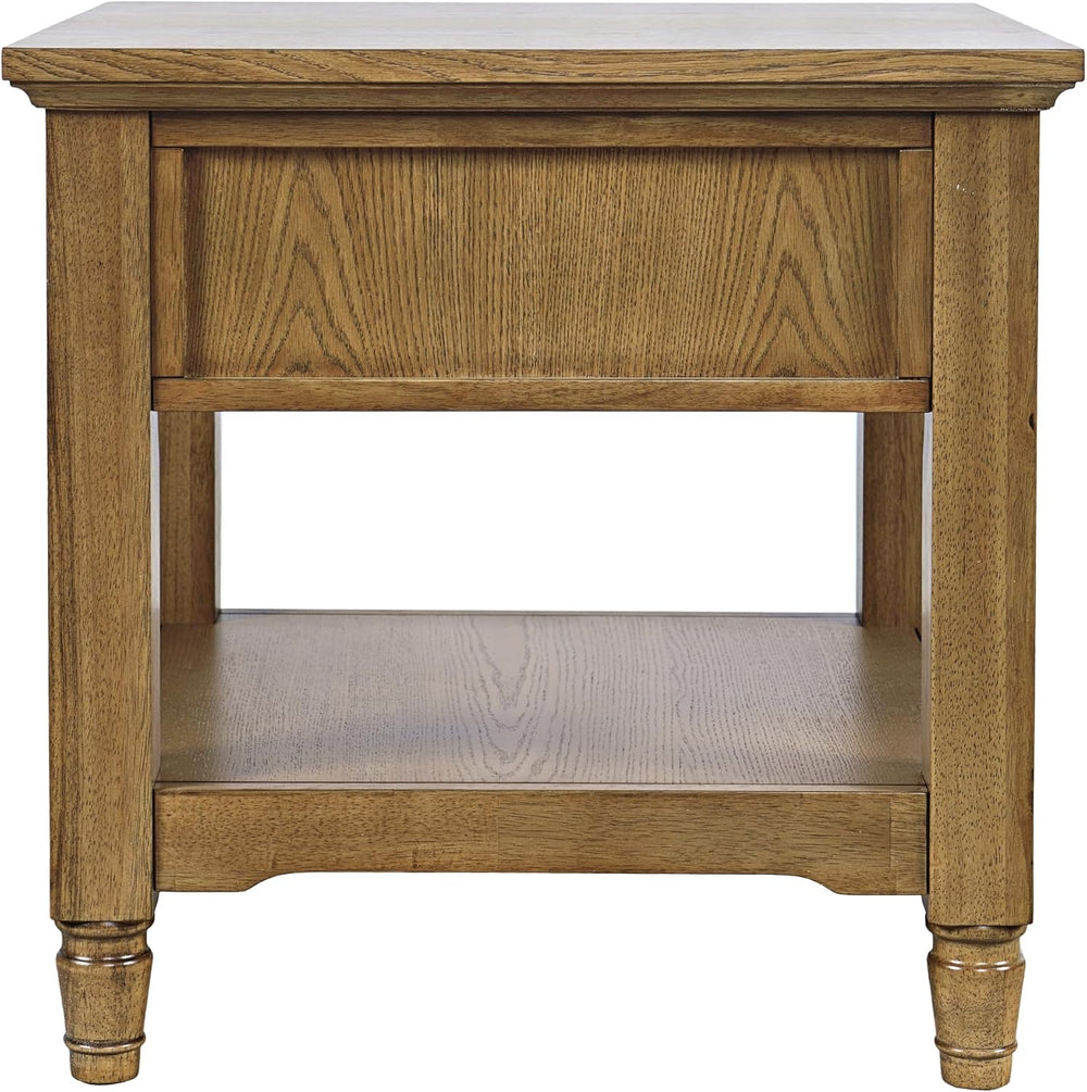 Brentwood Modern Transitional 24" Square End Table with Drawer and Stora...